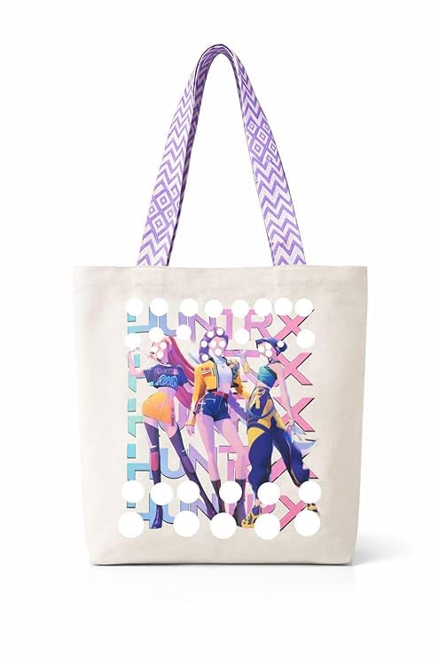 K-Pop Demon Hunters Canvas Tote Bag with a Magnetic Closure