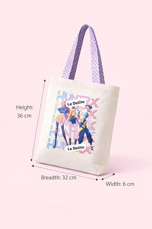 K-Pop Demon Hunters Canvas Tote Bag with a Magnetic Closure